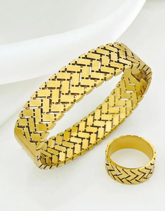 Stainless steel bracelet with ring