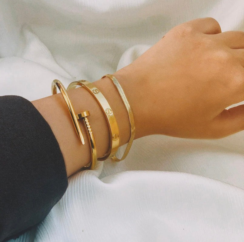 Cartier Nail and love bangle with Snake chain bracelet