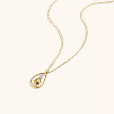 18k gold plated avocado shape locket