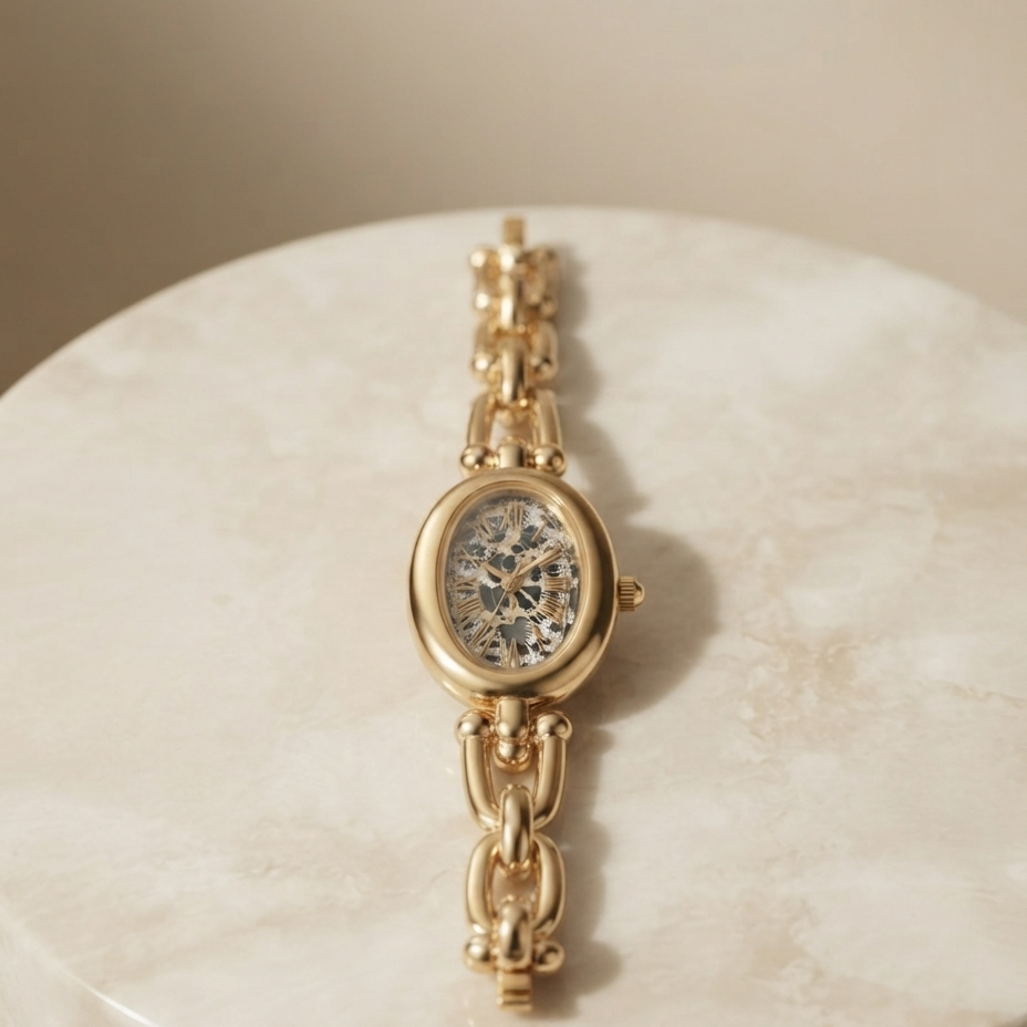 Anti-Tarnish Gold Plated Leopard Dial Chain Watch Bracelet | liora jewels