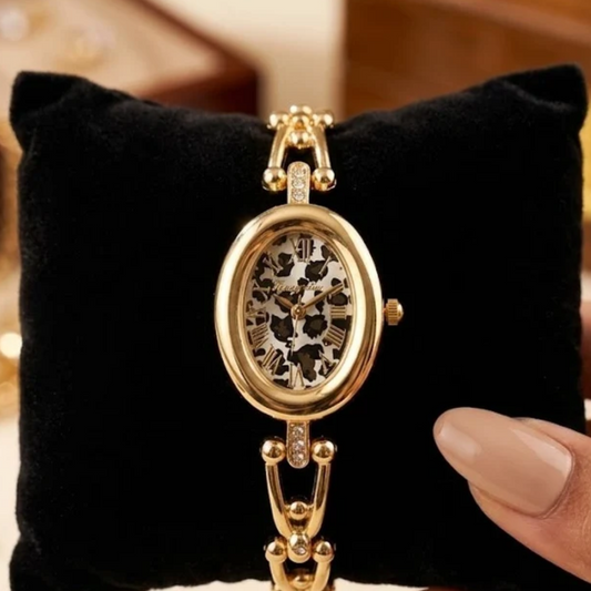 Anti-Tarnish Gold Plated Leopard Dial Chain Watch Bracelet | liora jewels