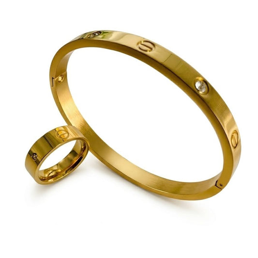 Cartier Diamond Love Bracelet And Ring Set
